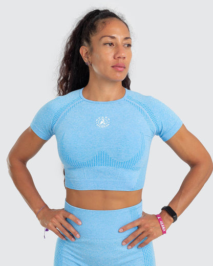 TOP CORTO DE MANGA CORTA SIN COSTURAS REFLEXIBLE