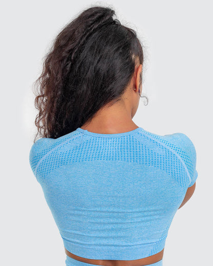 TOP CORTO DE MANGA CORTA SIN COSTURAS REFLEXIBLE
