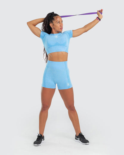 TOP CORTO DE MANGA CORTA SIN COSTURAS REFLEXIBLE